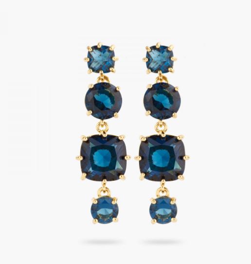 OCEAN BLUE DIAMANTINE 4 STONE POST EARRINGS