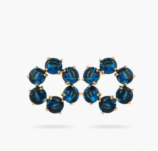 OCEAN BLUE DIAMANTINE 6 STONE POST EARRINGS