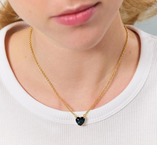 OCEAN BLUE DIAMANTINE HEART STONE PENDANT NECKLACE