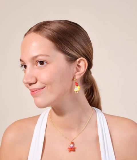 Garden gnome and inflatable duck ring post earrings