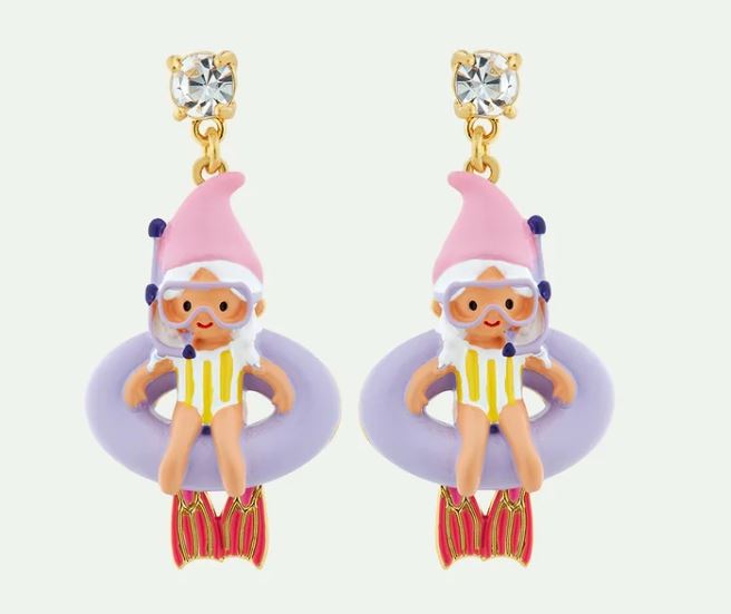 Diving gnome post earrings