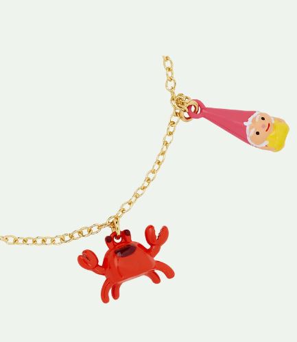 Garden gnome and red crab charm bracelet