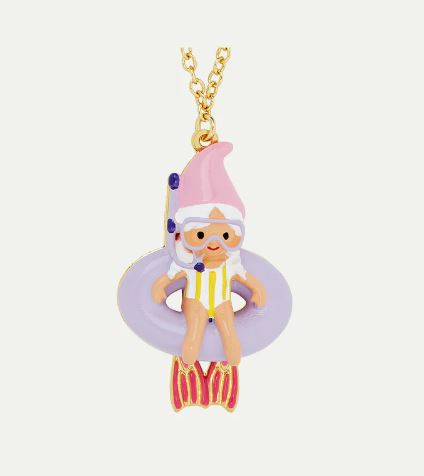 Diving gnome pendant necklace