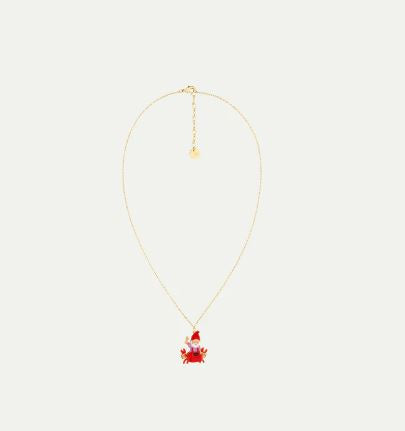 Garden gnome and red crab pendant necklace