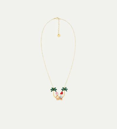 Toadstool family couple and palm tree statement necklace