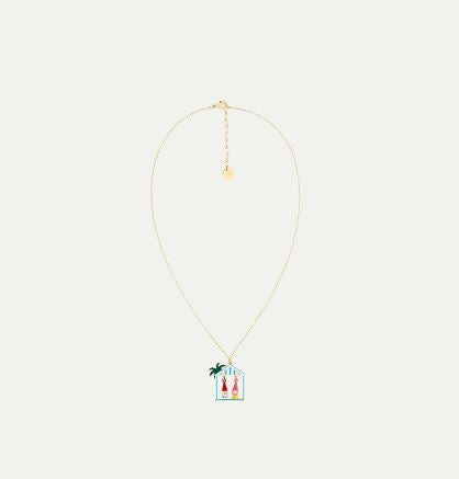 Toadstool Family couple and beach hut pendant necklace