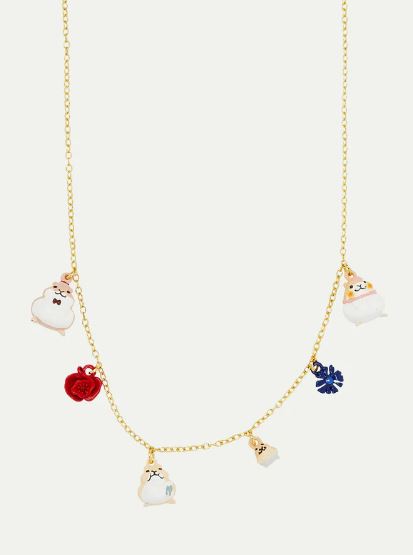 Hamster family and flower charm necklace