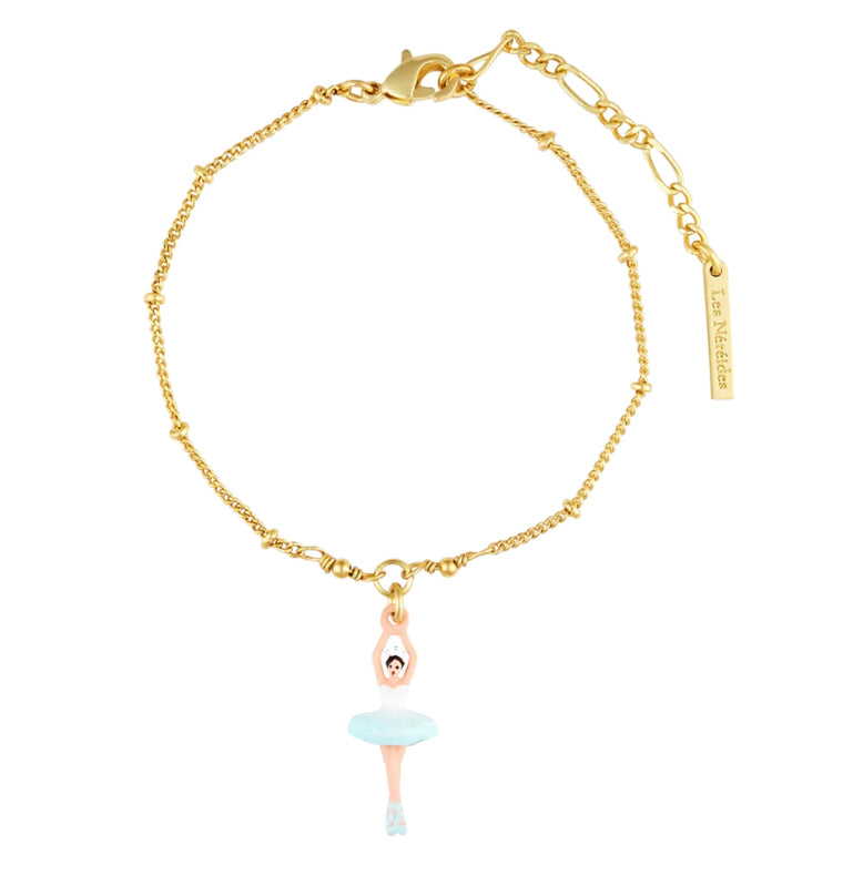 BALLERINA AND FACETED BEAD THIN BRACELET