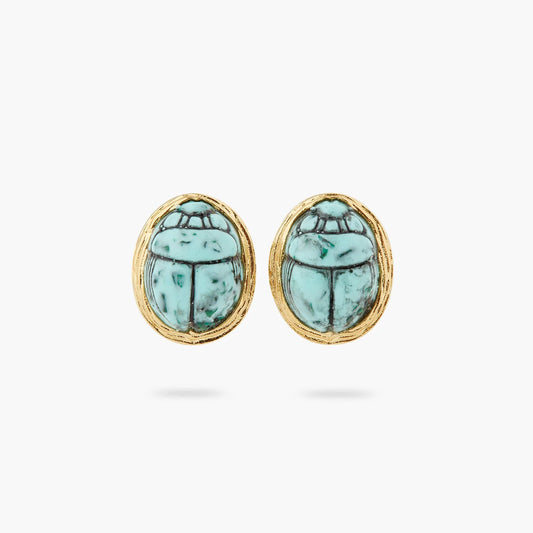 TURQUOISE SCARAB BEETLE EARRINGS