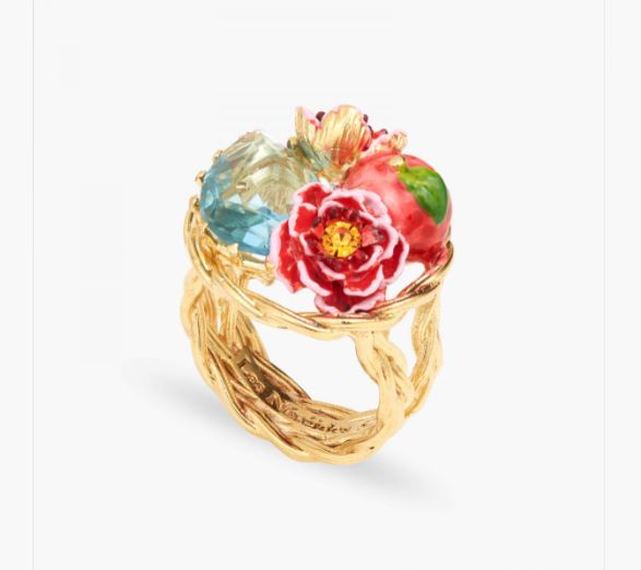 PEACH AND PEACH BLOSSOM COCKTAIL RING